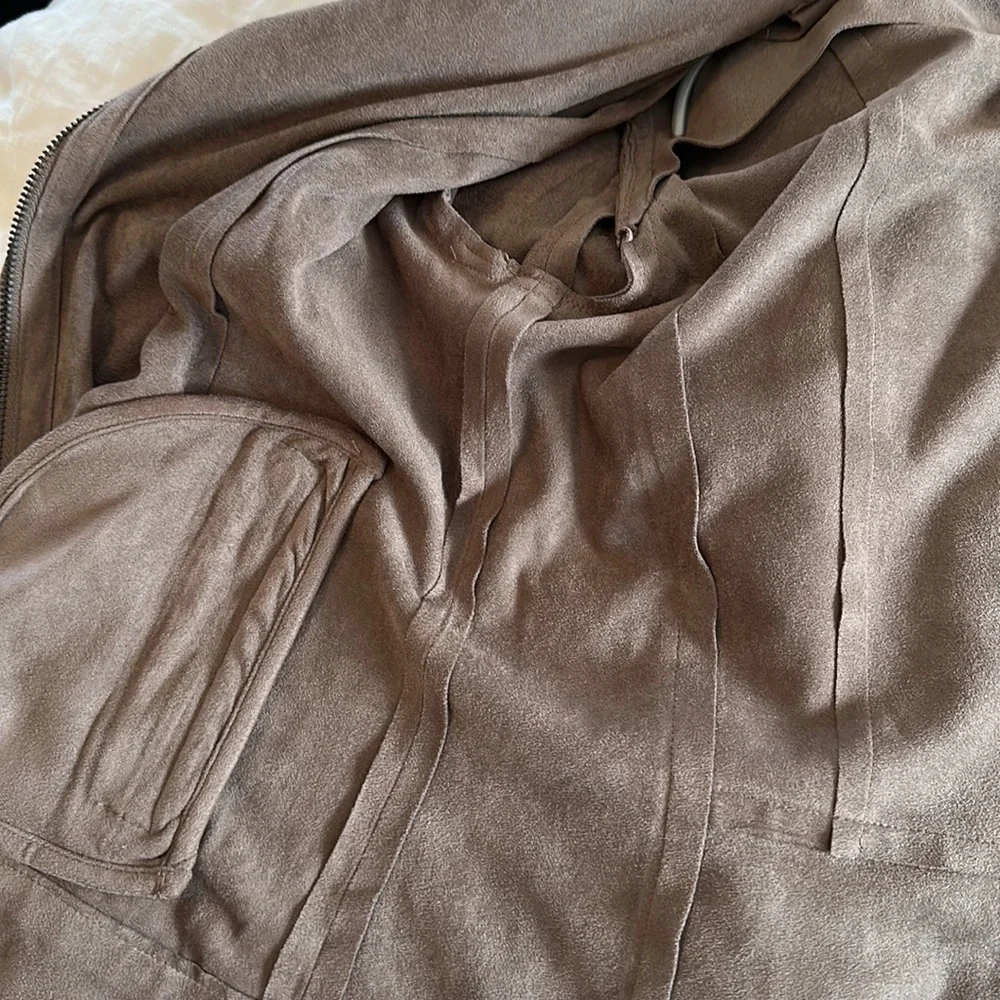Faux Suede Moto Jacket (Buff) - Picture 6 of 7
